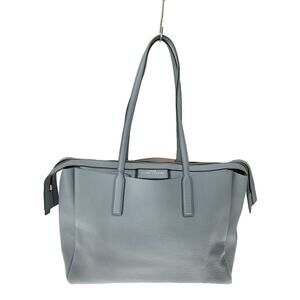 Marc Jacobs Leather Tote Bag Blue Gray Gold Hardware Zip Compartment Dust Bag